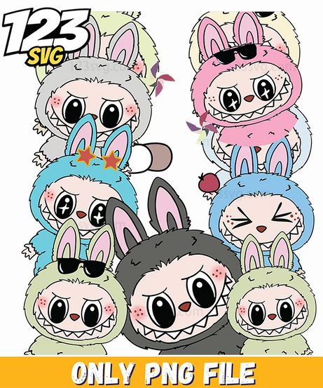 labubu crying bunny collage png, adorable crying bunny png, cute crying bunny images - 123SVG Store