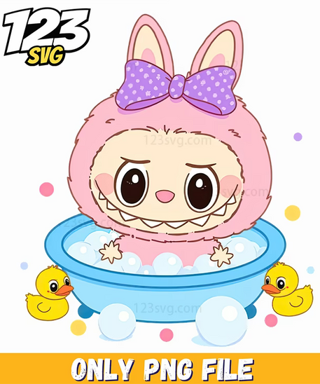 labubu duck bath png, cute duck costume, cartoon character - 123SVG Store
