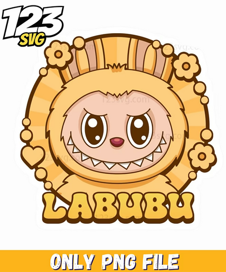 labubu floral frame logo png, labubu logo, floral frame png - 123SVG Store