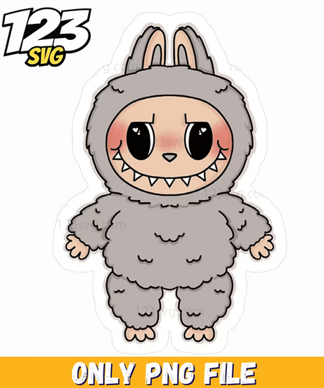 labubu gray plush sticker png, plush toy stickers labubu, labubu plush toy stickers - 123SVG Store