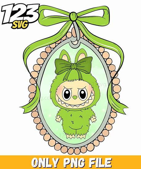 labubu green floral portrait png, labubu green floral portrait, green floral portrait labubu - 123SVG Store