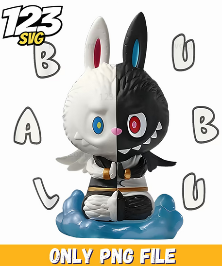 labubu half black white bunny png, bunny half black white png, white bunny half black png - 123SVG Store