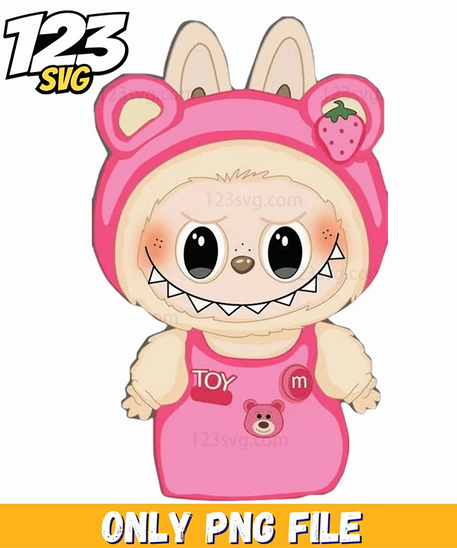 labubu pink bear hoodie png, pink bear hoodie, labubu pink bear png - 123SVG Store