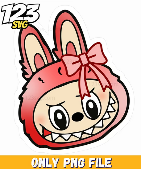 labubu pink bow sticker png, pink bow sticker png, labubu pink bow sticker - 123SVG Store