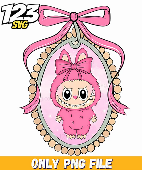 labubu pink ornament frame png, pink ornament frame png, ornament frame png - 123SVG Store