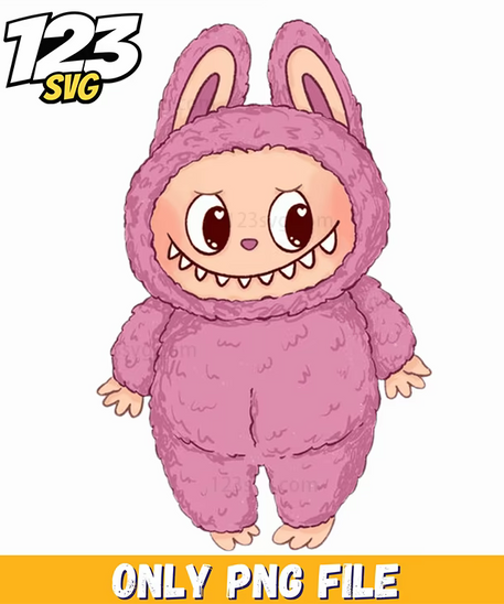 labubu pink plush bunny png, plush bunny labubu, labubu plush bunny figurine - 123SVG Store