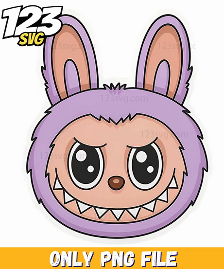 labubu purple bunny badge png, cute bunny badge png, bunny badge clipart png - 123SVG Store