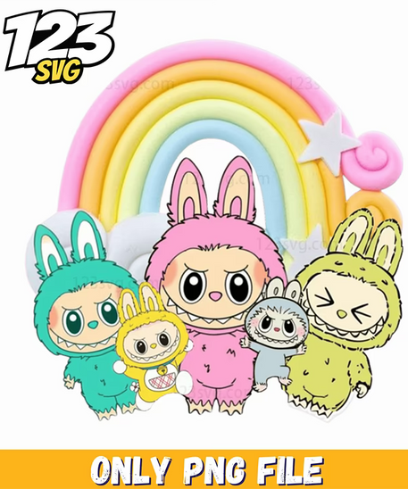 labubu rainbow friends png, free printable rainbow labubu, labubu rainbow friends printable - 123SVG Store