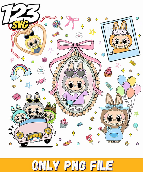 labubu rainbow plush grid png, labubu plush grid, labubu plush accessories - 123SVG Store