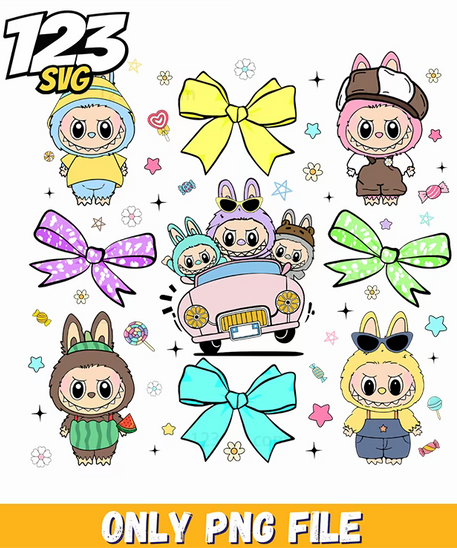 labubu ribbon set png, labubu ribbon set, labubu hair ribbon set - 123SVG Store