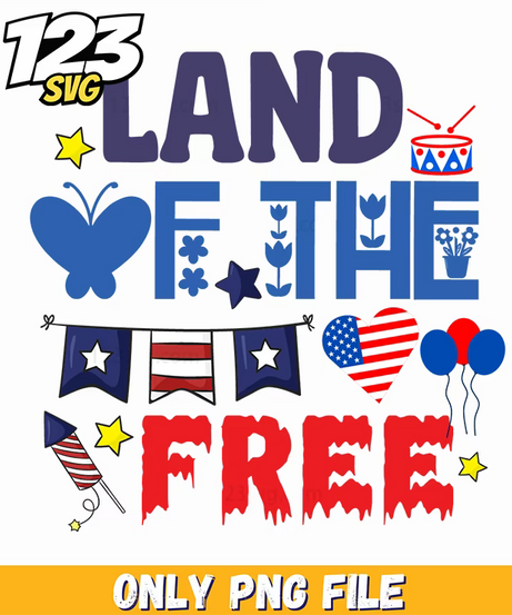 land of the free butterfly flag heart balloons drum png, free heart balloons, butterfly heart balloons - 123SVG Store