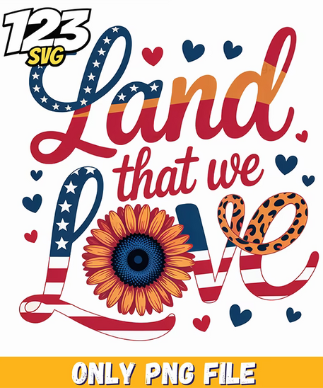land that we love patriotic hearts png, patriotic hearts, valentine png - 123SVG Store