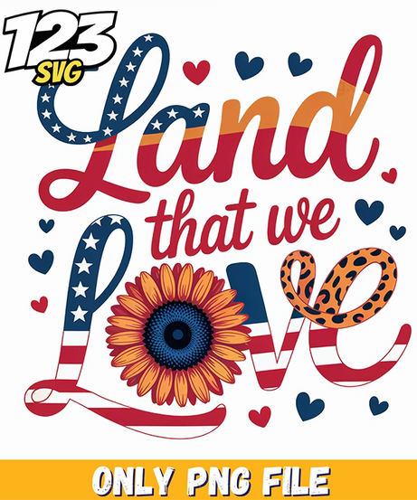 land that we love patriotic hearts png, patriotic hearts, valentine png - 123SVG Store