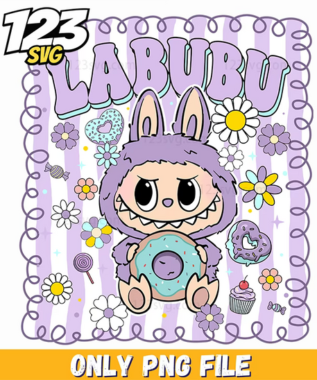 lavender donut labubu png, labubu png donut, donut labubu png image - 123SVG Store