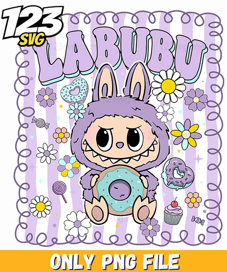 lavender donut labubu png, labubu png donut, donut labubu png image - 123SVG Store