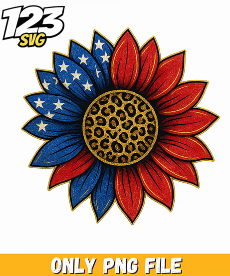 leopard patriotic sunflower png, patriotic sunflower clipart, sunflower patriotic images - 123SVG Store