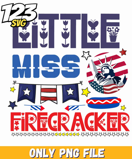 little miss firecracker bunting rocket hot dog png, hot dog bunting decorations, patriotic hot dog buns - 123SVG Store