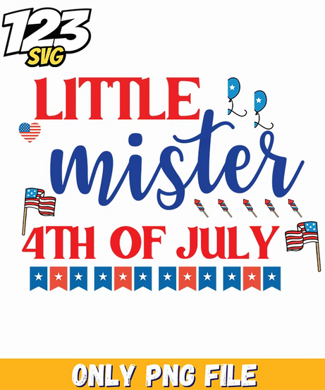 little mister 4th of july balloons flags stars bunting png, 4th of july balloons and flags, red white and blue bunting - 123SVG Store