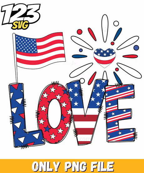 love flag background fireworks sublimation png, love background png, love sublimation design - 123SVG Store
