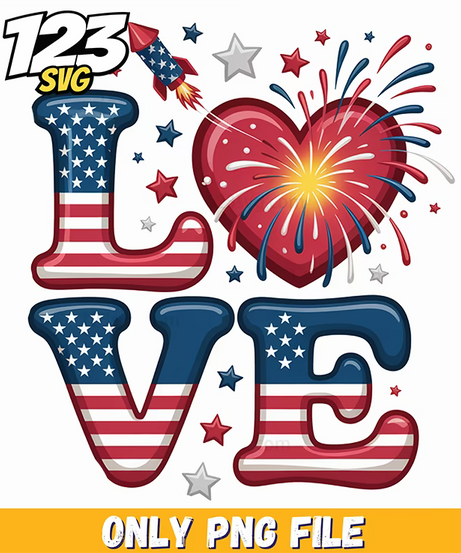 love patriotic flag firework letters png, love patriotic flag firework letters, love patriotic flag firework - 123SVG Store