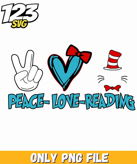 love reading heart dr seuss png, dr seuss characters png, casts of dr seuss png - 123SVG Store