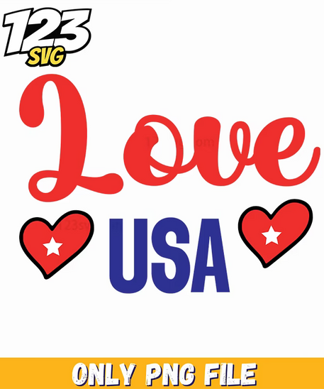 love usa hearts png, usa hearts vector, usa heart logo - 123SVG Store