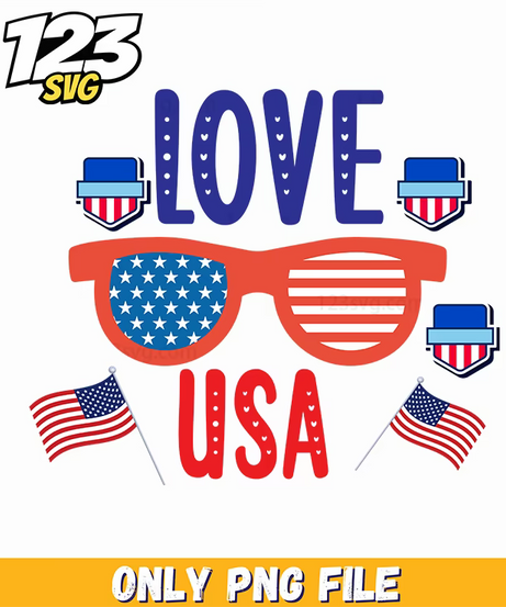 love usa sunglasses flags top hats png, usa love flags, usa top hats - 123SVG Store