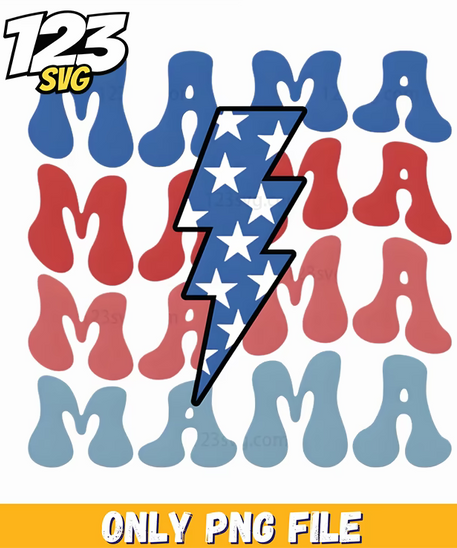 mama lightning bolt retro wavy png, retro wavy png, 90s vibe retro distressed png - 123SVG Store