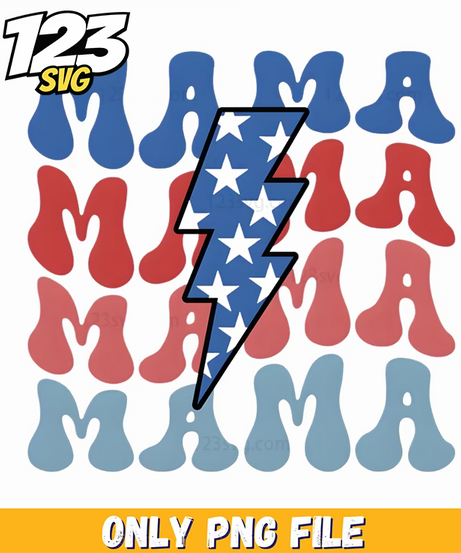 mama lightning bolt retro wavy png, retro wavy png, 90s vibe retro distressed png - 123SVG Store