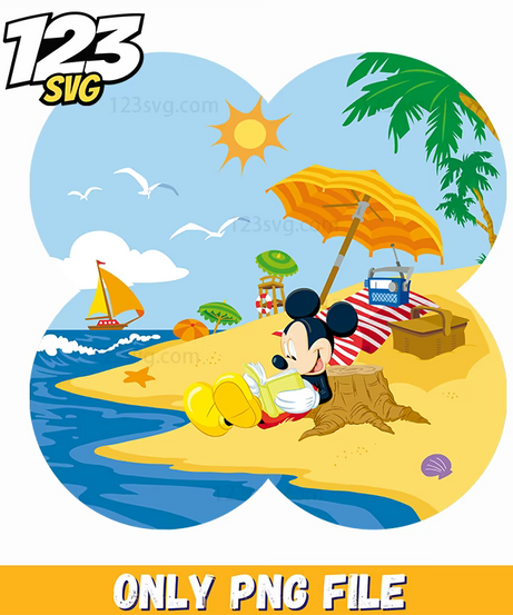 mickey beach vacation png, disney vacation, disney mickey safari travel png - 123SVG Store