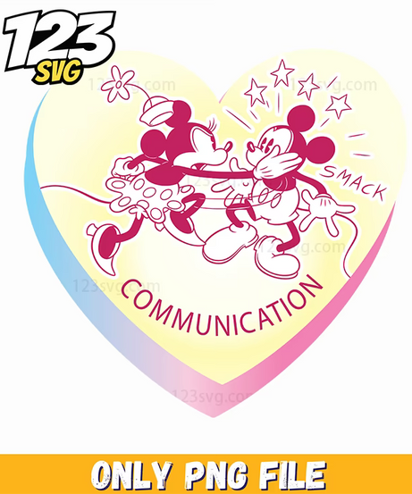 mickey communication heart png, mickey mouse communication png, you make my heart saur png - 123SVG Store