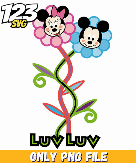 minnie flower png, minnie mouse heart glasses flower png, easter themed minnie mouse floral png - 123SVG Store