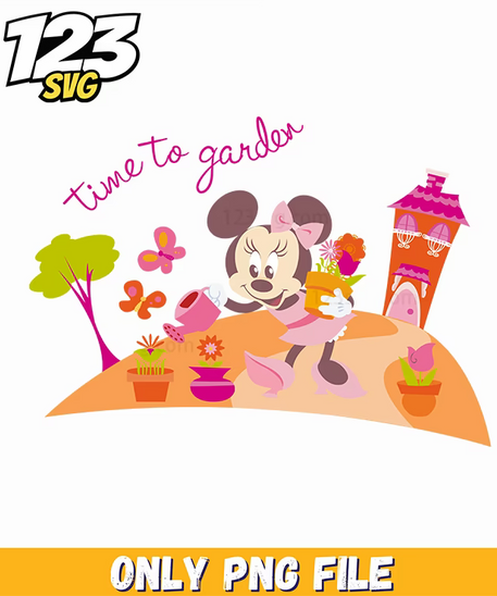 minnie mouse garden png, minnie and all disney princess png, disney cartoon png - 123SVG Store
