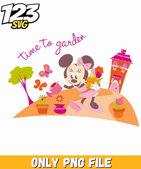 minnie mouse garden png, minnie and all disney princess png, disney cartoon png - 123SVG Store