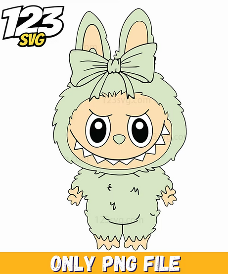 mint bow labubu png, labubu png, labubu bow png - 123SVG Store