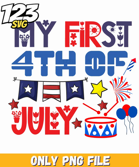 my first 4th of july bunting stars drum png, 4th of july bunting stars png, patriotic 4th of july bunting - 123SVG Store