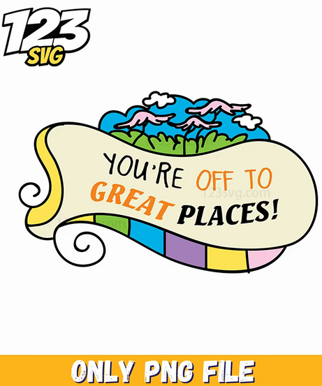 off to great places dr seuss png, dr seuss characters png, christmas music png - 123SVG Store