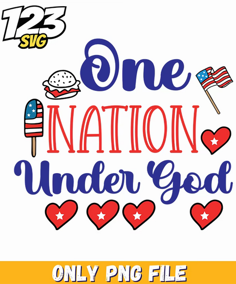 one nation under god hamburger flag hearts png, hamburger under god one nation, hamburger flag one nation under - 123SVG Store