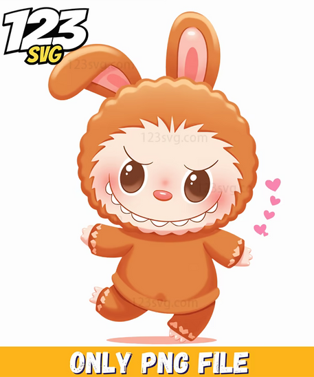 orange bunny labubu png, labubu png, labubu png clipart - 123SVG Store