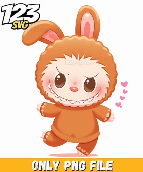 orange bunny labubu png, labubu png, labubu png clipart - 123SVG Store