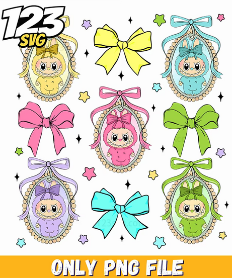 ornament bow labubu bundle png, labubu ornament bow, labubu bundle ornament bow - 123SVG Store