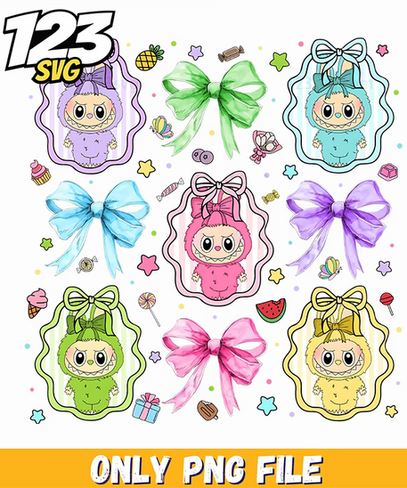 ornament ribbon labubu bundle png, labubu ornament ribbon png, ribbon labubu ornament - 123SVG Store