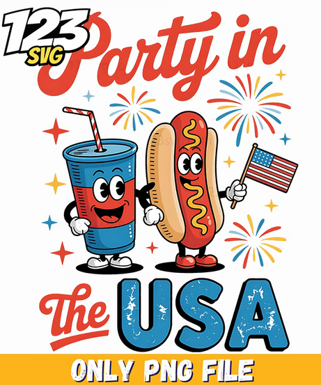 party in the usa cup hotdog png, colorful hello kitty fiesta png file, mickey and friends png - 123SVG Store