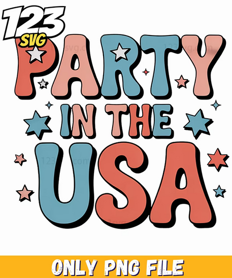 party in the usa groovy wavy font png, party in the usa design png, groovy wavy font party in the usa - 123SVG Store