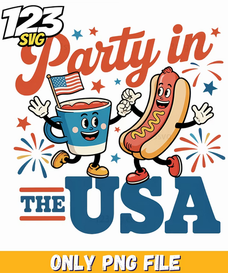 party in the usa hotdog png, 4th july svg, come on barbie lets go party - 123SVG Store