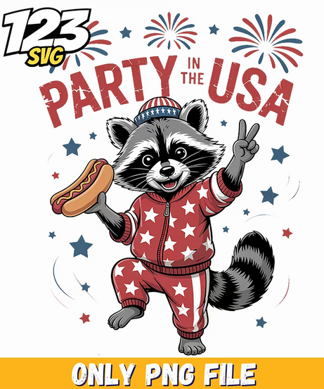 party in the usa raccoon png, cute but feral raccoon png design, cute cartoon shark svg design - 123SVG Store