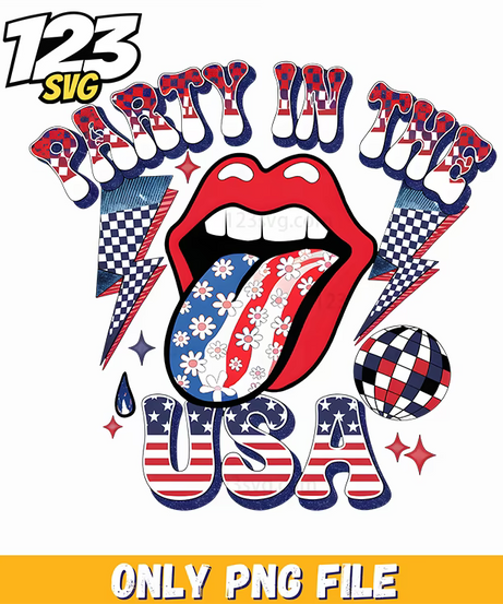 party in the usa vibes png, american celebration png, usa par - 123SVG Store