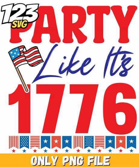 party like its 1776 flags bunting png, 4th of july party decorations, patriotic party decorations - 123SVG Store