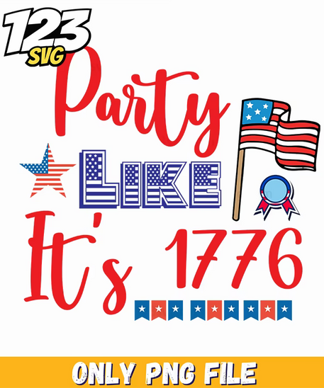 party like its 1776 stars flags ribbon bunting png, american flag bunting, vintage usa flags bunting - 123SVG Store