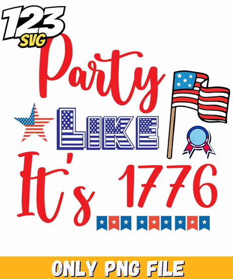 party like its 1776 stars flags ribbon bunting png, american flag bunting, vintage usa flags bunting - 123SVG Store